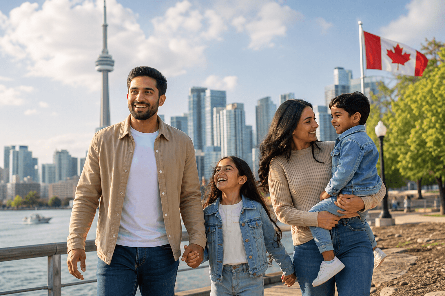 Family arriving in Canada for a visit